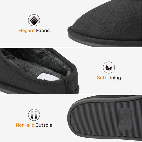 Mens Slip On Fleece Faux Fur Mule Slipper - Grey